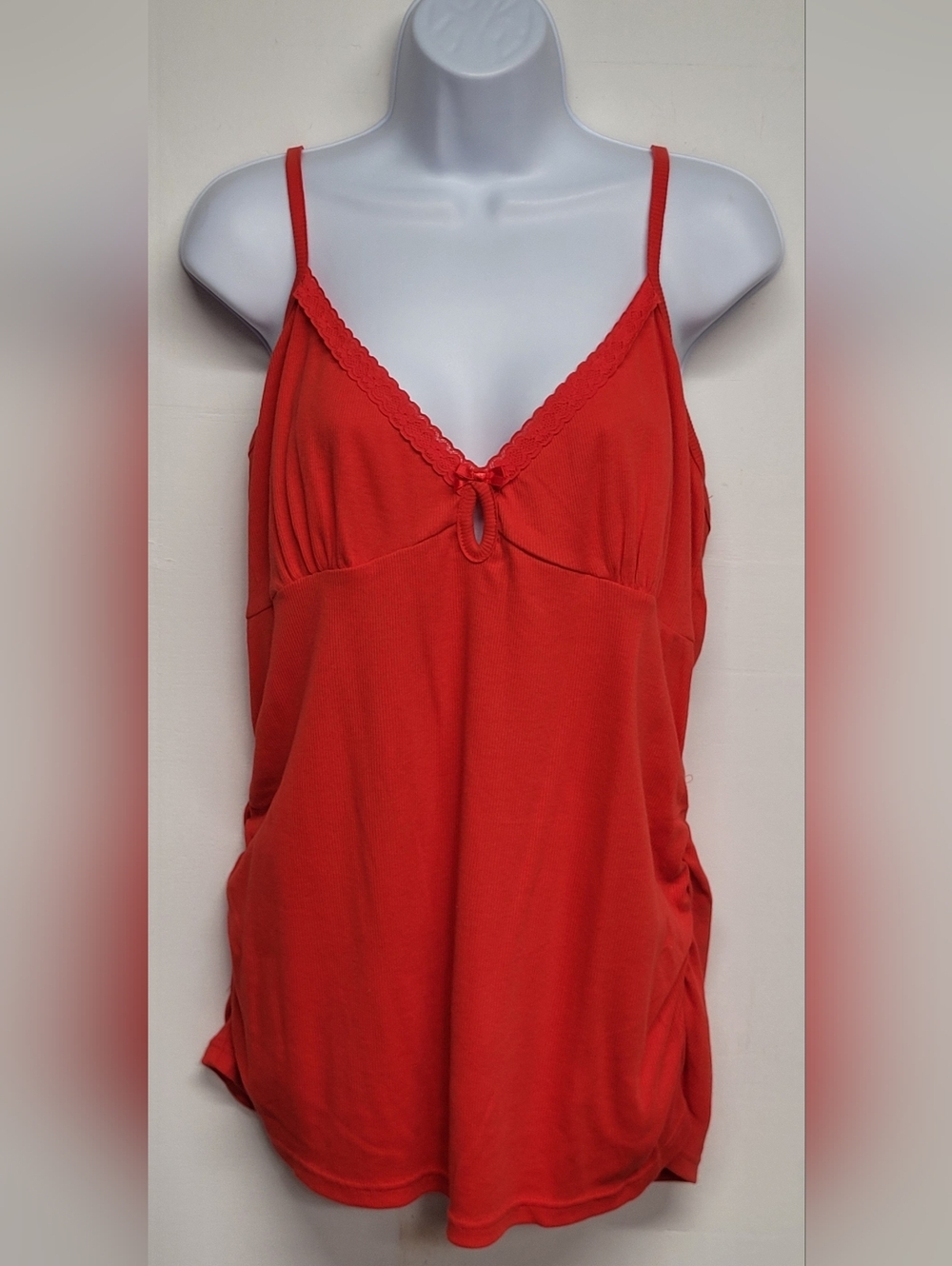 Extra Touch 3X Top Vintage Tank Lace Keyhole Ribbed Gathered Sides Vintage